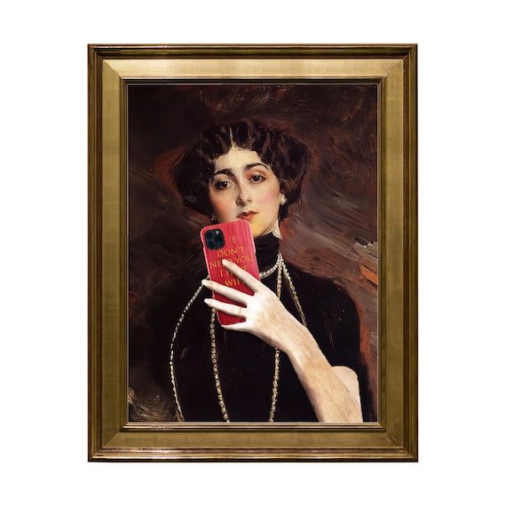 Feminist Art Print: Altered Art Portrait with Cell Phone (Digital Download)