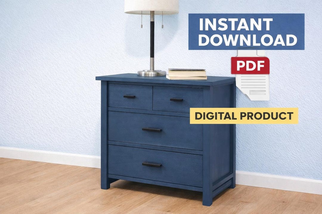 DIY Nightstand Plans PDF | 3 Drawer Bedside Table | Modern Wooden End ...