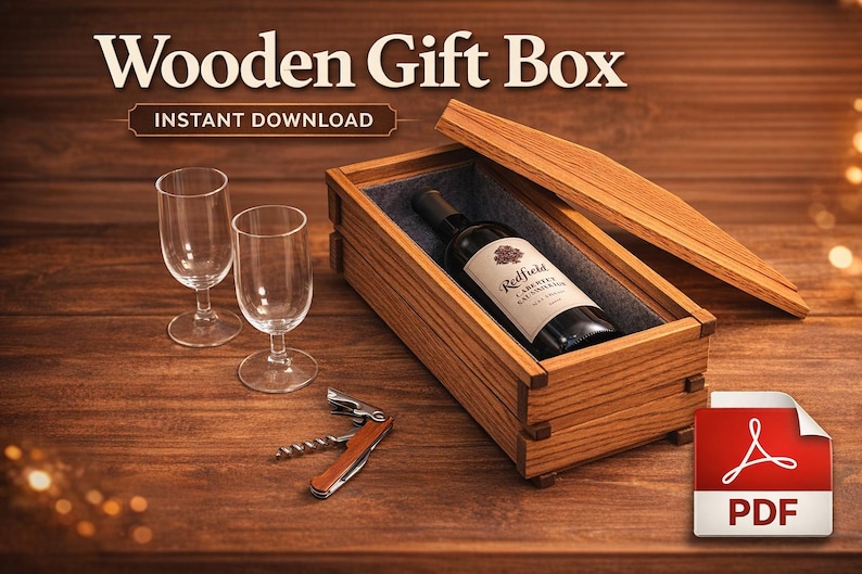 Wooden Gift Box Woodworking Plans DIY Keepsake Storage Box Digital PDF ...