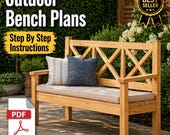 Outdoor Bench PDF Plan X Back Woodworking Patio Furniture DIY