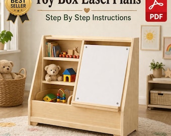 Toy Box Plans PDF Kids Storage Chest Easel DIY Woodworking Furniture