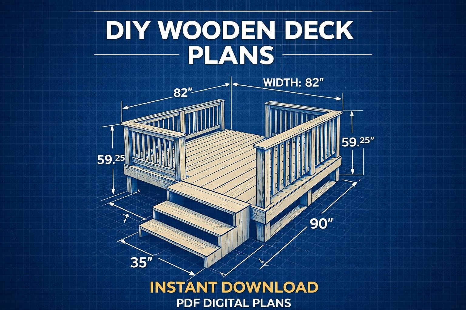 DIY Deck Plans PDF Small Backyard Deck With Stairs Step by Step Guide ...