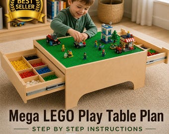 Mega Lego Table Plan Kids Activity Table Storage Guide PDF DIY