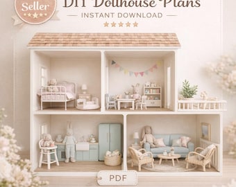 DIY Dollhouse Plans PDF Wooden Toy House Build Digital Download