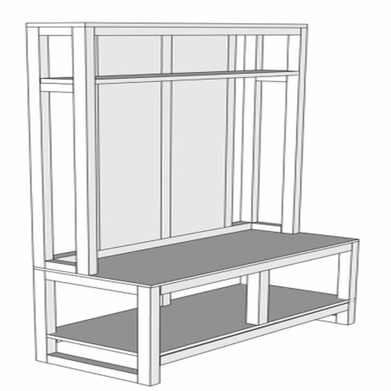 DIY Modern Hall Tree Bench, Coat Rack, Woodworking Hanger