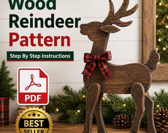 DIY Wood Reindeer Pattern Template Christmas Yard Decor Scroll Saw Plan Printable