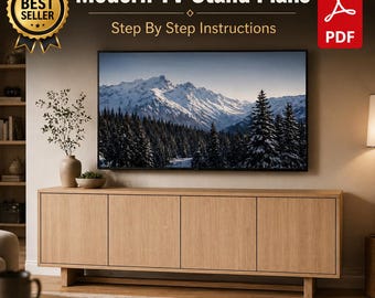 Nowoczesne plany stojaków pod telewizor w formacie PDF, konsola multimedialna, szafka do przechowywania w drewnie DIY