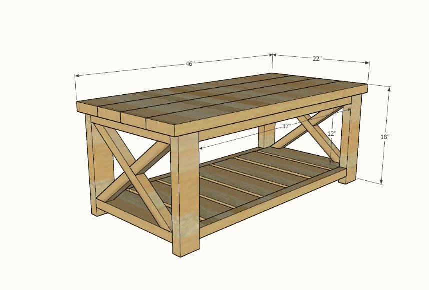 DIY Farmhouse Coffee Table, Unique Coffee Table, Woodworking Modern Coffee Table, Digital PDF