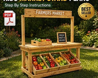 Kids Market Stand Plans PDF DIY Farmers Play Store Woodworking Build Guide
