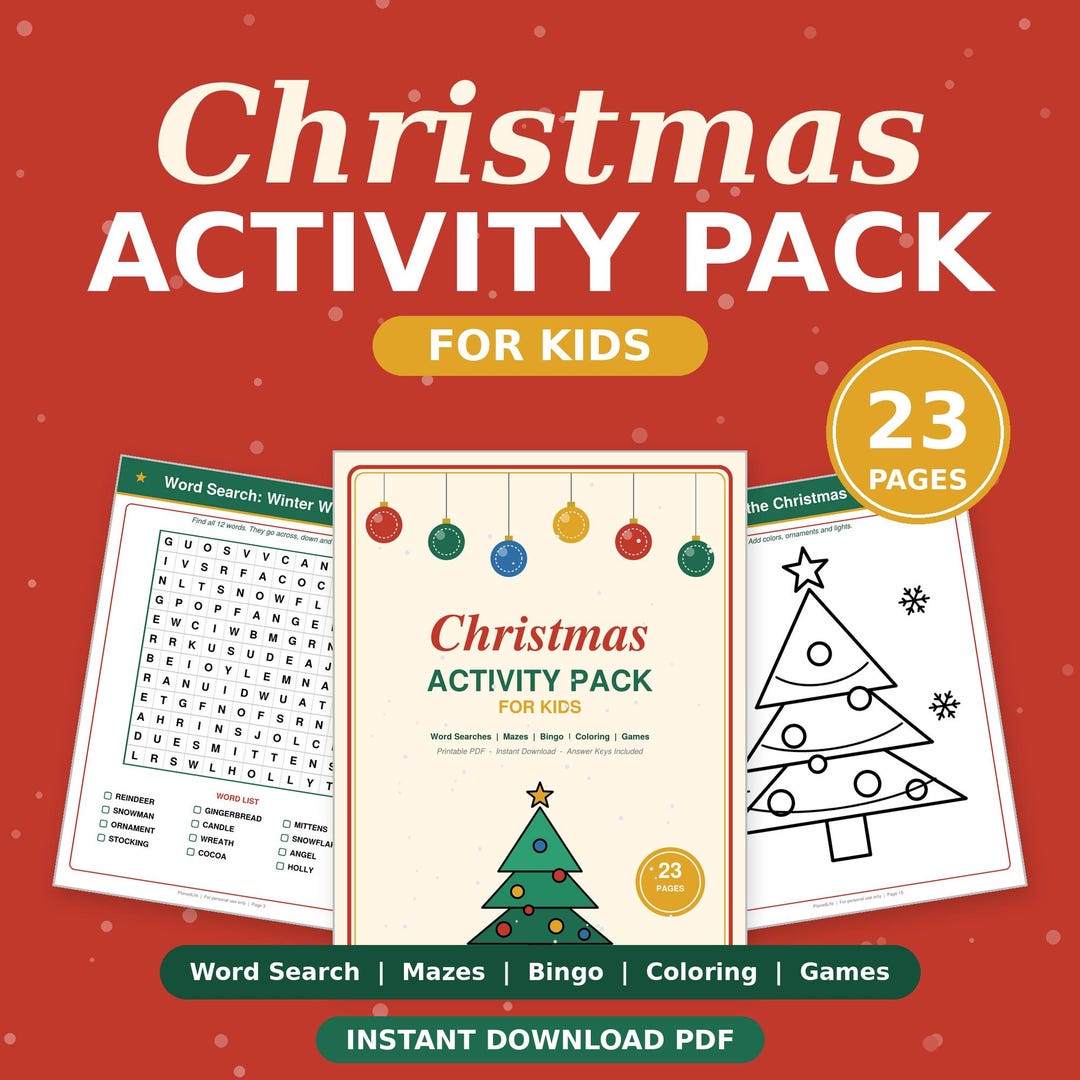 Christmas Activity Pack for Kids Printable Winter Games and Coloring ...
