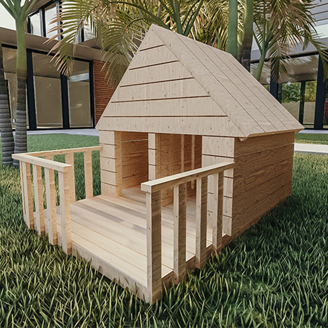 DIY Double Dog House, Dog Kennel, Double Dog House, Woodworking Modern