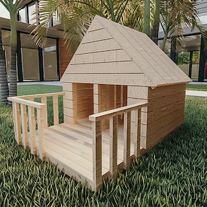 Dubbel doe-het-zelf hondenhok, hondenkennel, dubbel hondenhok, modern hondenhok houtbewerking, digitale pdf-plannen, instant download