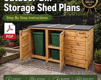 Outdoor Bin Storage Shed Plans DIY Woodworking PDF Garbage Recycling Cabinet