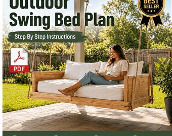 Outdoor Swing Bed Plan PDF Porch Daybed Hanging Furniture Woodworking Blueprint