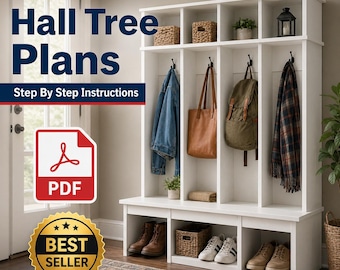 DIY Hall Tree Plans Mudroom Bench Entryway Organizer Woodworking PDF Digital Download