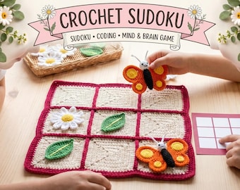 Montessori Crochet Sudoku Game Pattern PDF, Educational Play Mat, Kids Activities, Learning Toy PDF