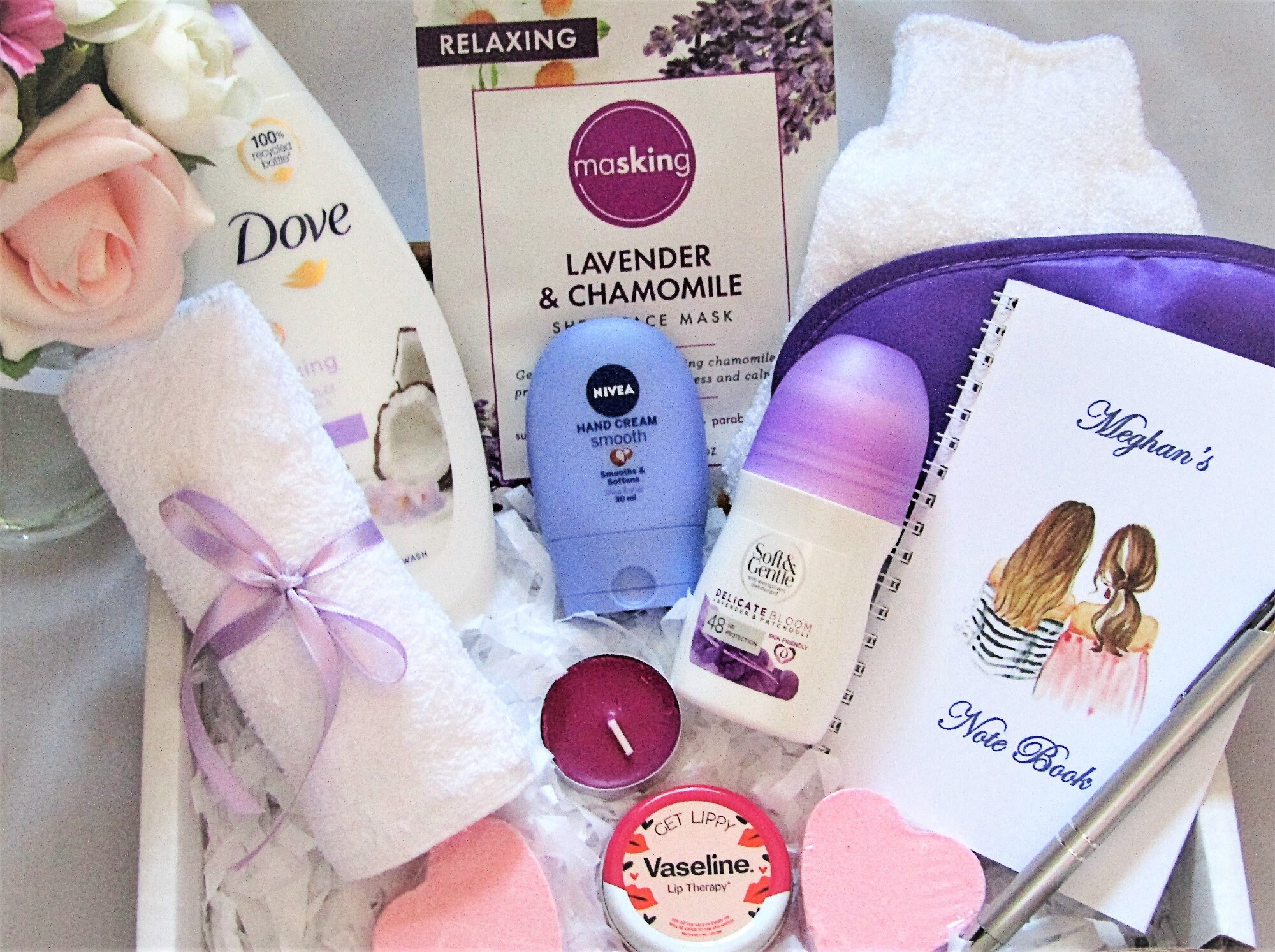 Best Friends purple themed pamper hamper. Personalised. Etsy