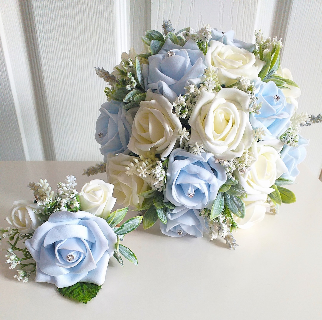 Baby Blue Wedding Flowers. Rose Bouquets, Buttonholes, Corsages, Flower