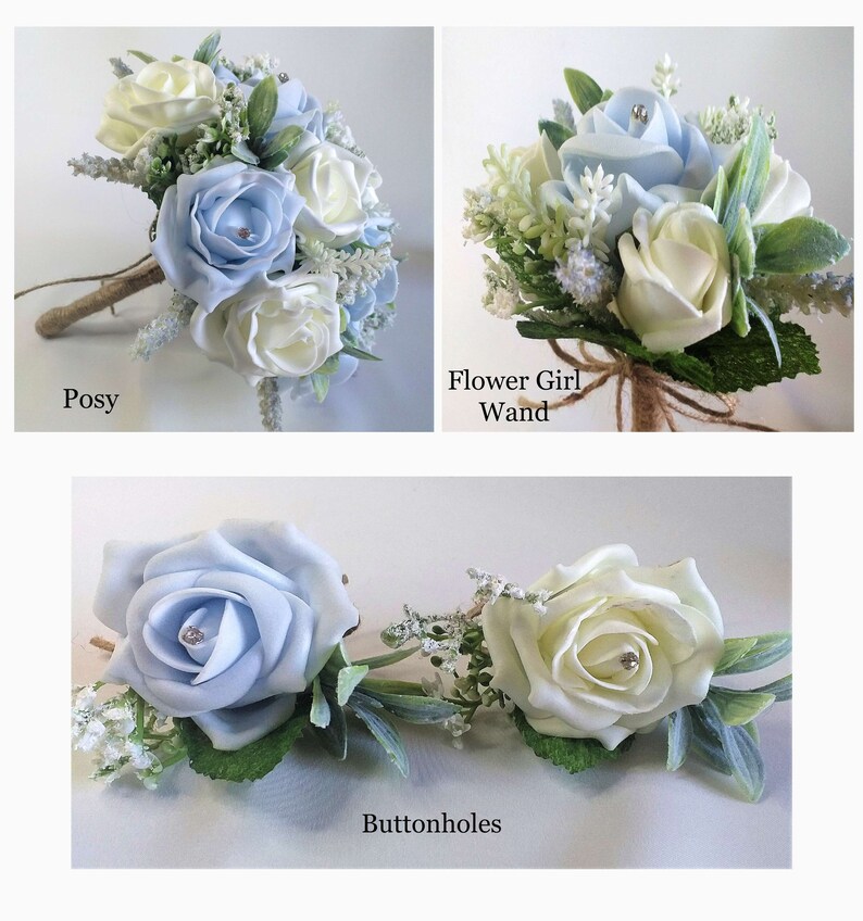 Baby Blue Wedding Flowers. Rose Bouquets Buttonholes Etsy UK