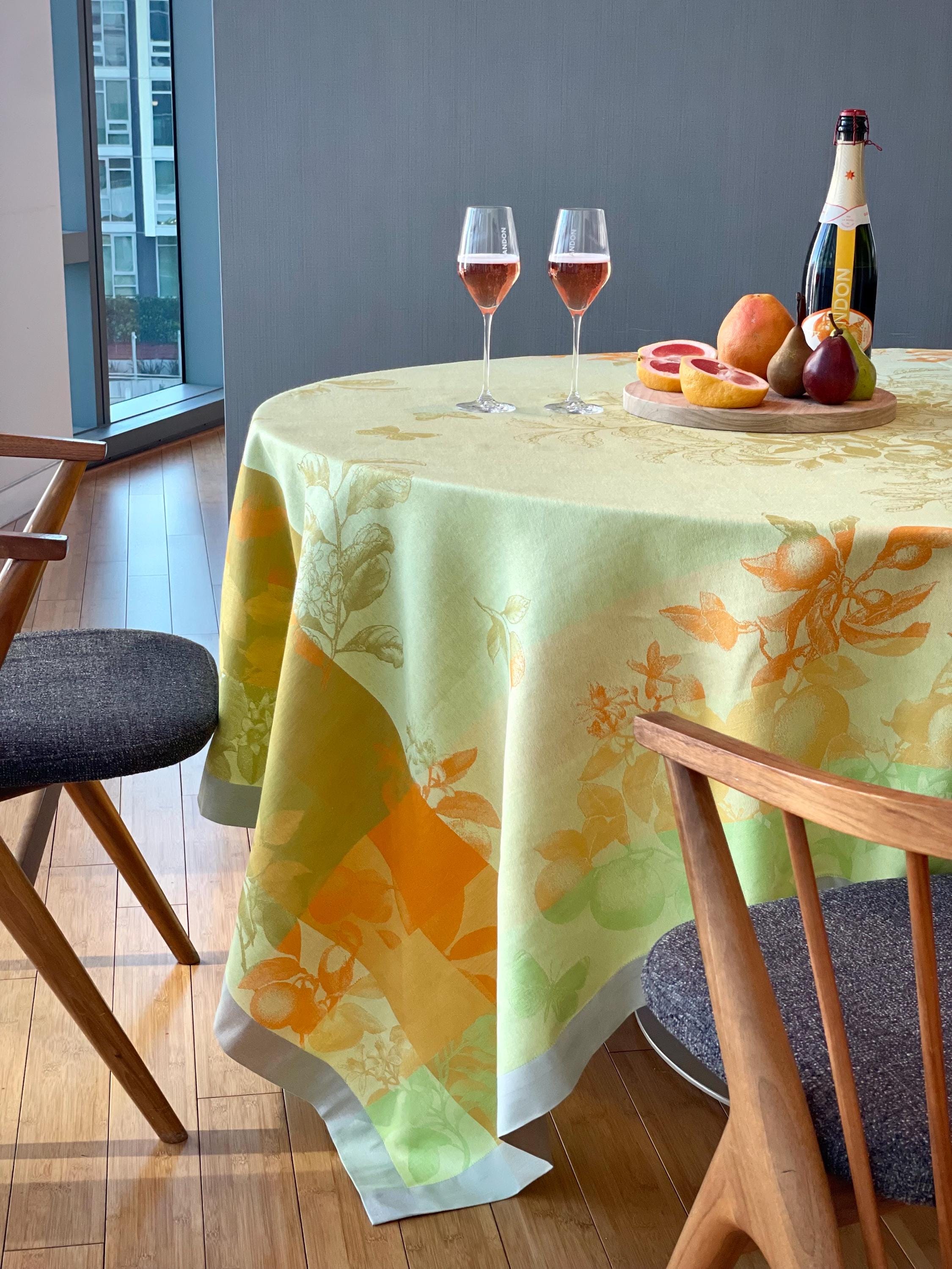 Williams Sonoma Jacquard Orange Tablecloth 70x126 (tiny