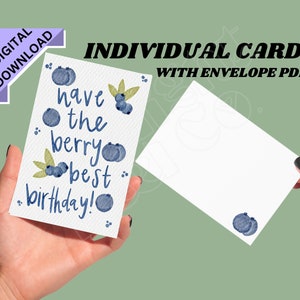 Biglietto di auguri per il compleanno "Have the Berry Best" con busta abbinata / Biglietto di auguri per il compleanno / Lei / Acquerello / Biglietto scaricabile / Stampabile / Stampa