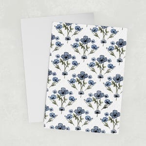 Arte lineal floral, tarjeta de felicitación de primavera, arte lineal en acuarela, tarjeta de "Que te mejores pronto", tarjeta de condolencias, "Pensando en ti", tarjetas de notas, William Morris