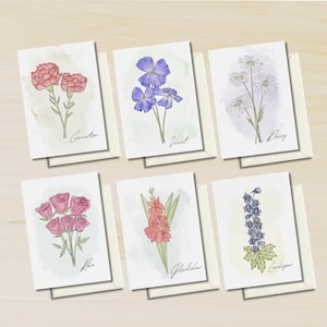 Tarjetas de notas con ramo de flores silvestres, acuarela, botánicas y florales, juego de regalo de 12 tarjetas, tarjetas en blanco de gran tamaño, saludos, cumpleaños, madre