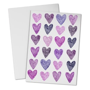 Corazones divertidos para cualquier persona en color morado/para él/ella/tarjeta del día de San Valentín/única/tarjeta de acuarela/último minuto/compromiso/felicitaciones/reel destacado