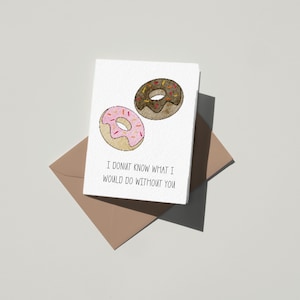 Tarjeta del Día del Padre, No sé qué haría sin ti, Juego de palabras con donas para el abuelo, Juego de palabras con donas para amantes de las donas, Juego de palabras con Dunkin Donuts, Dona divertida con donas