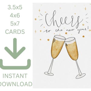 Neujahrskarte | Prost auf das neue Jahr | 2025 Karte | Digitaler Download | 4x6 5x7 3.5x5 | Aquarell | Druckbar | Drucken | Highlight Reel Co