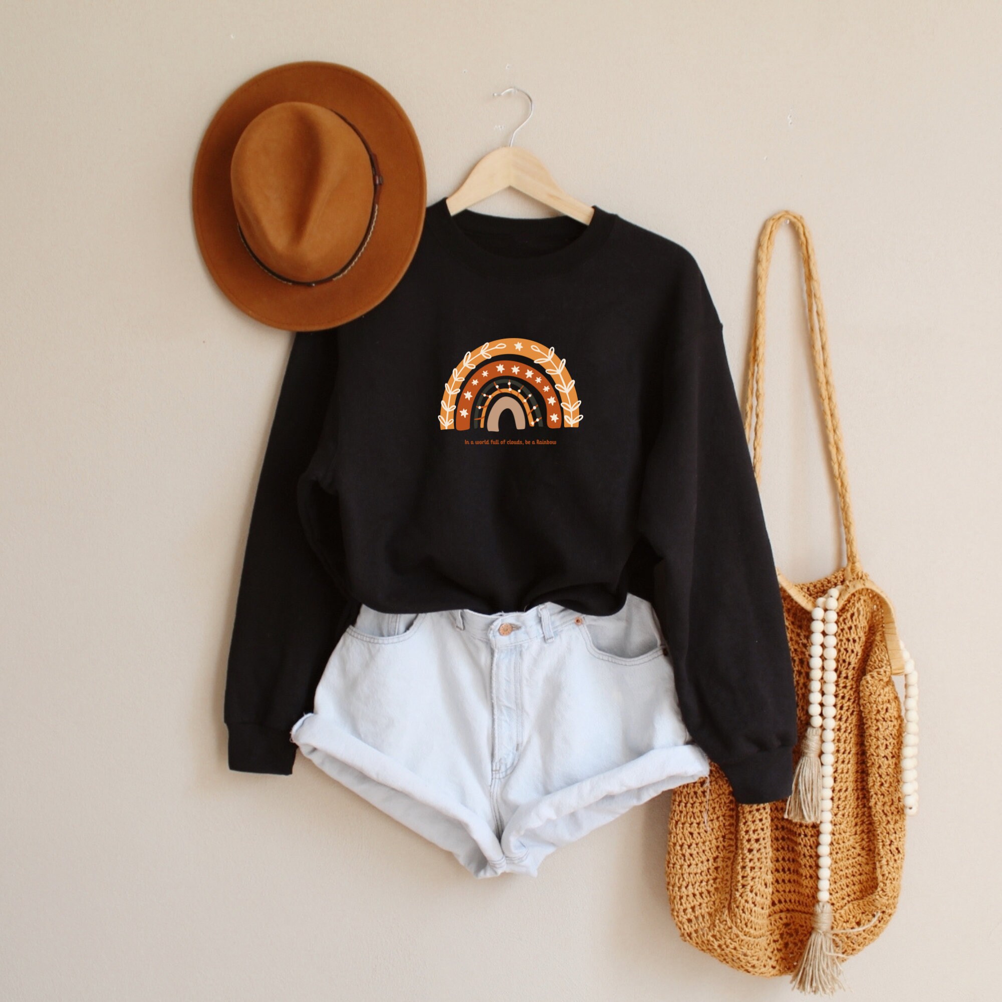 Hippie Boho Rainbow Sweatshirt Granola Girl Aesthetic Indie Etsy