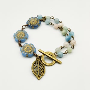 Sky Blue Flower and Gemstone Bracelet