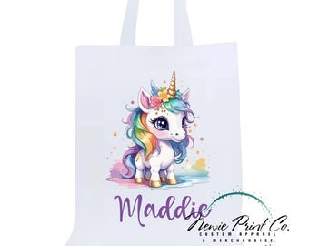 Bright Unicorn - Personalized Tote/Library Bags