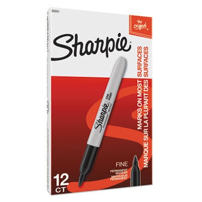 12 Sharpie Large Broad Permanent Black Markers, Chisel Tip for