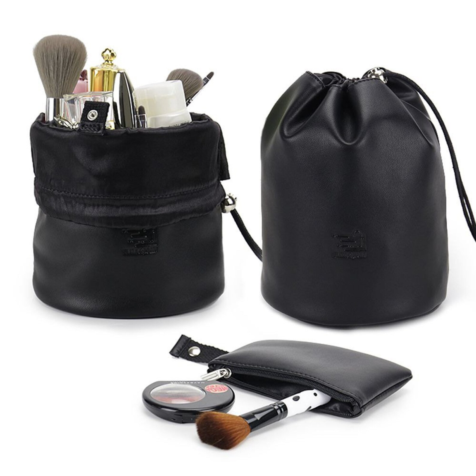 Genuine Leather Drawstring Makeup Bag Cosmetics Organizer Etsy