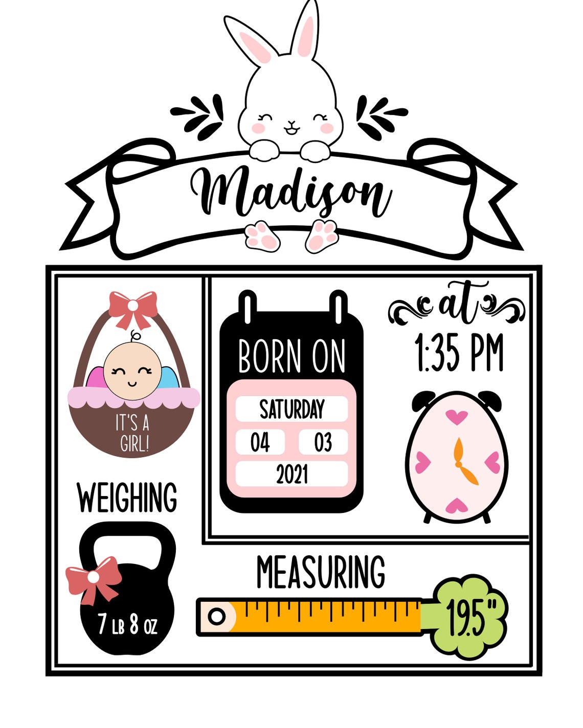 Birth Stats SVG Birth Stat Template Baby Stats SVG Baby | Etsy
