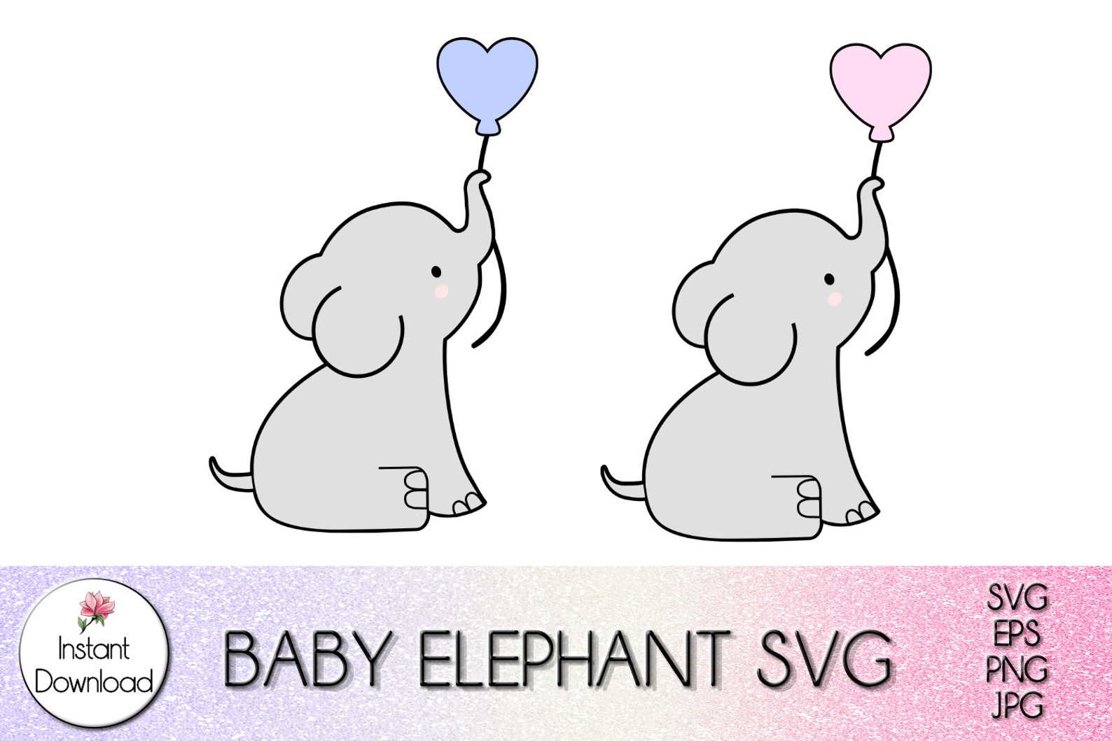 Baby Elephant SVG Kawaii Elephant SVG Cute Elephant | Etsy