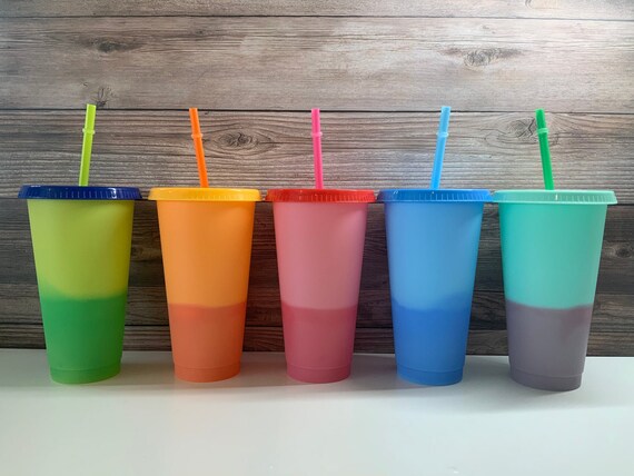 Color Changing Tumbler 24OZ  Color Changing Cups 5-Pack Reusable