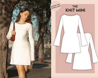 Knit Mini Dress - Sewing Pattern - Instant PDF Download