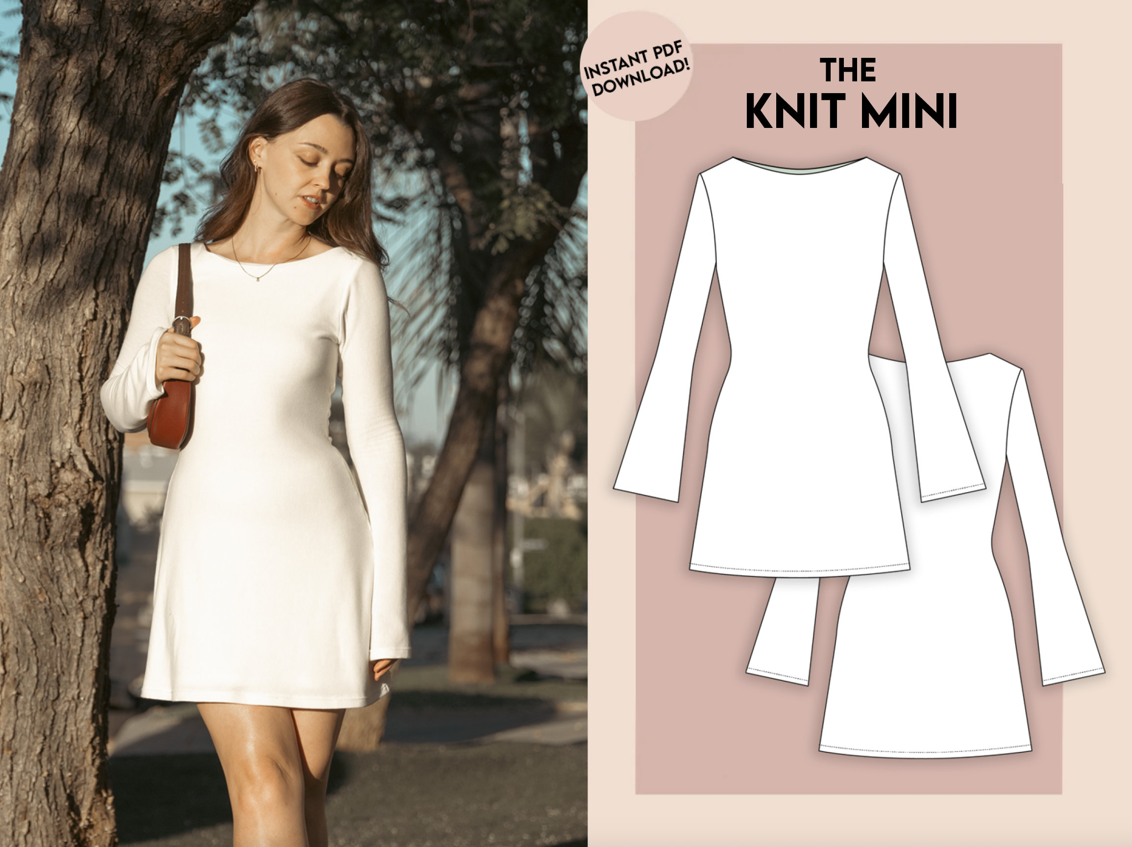 Knit Mini Dress - Sewing Pattern - Instant PDF Download - Etsy Knit Mini Dress - Sewing Pattern - Instant PDF Download - Etsy