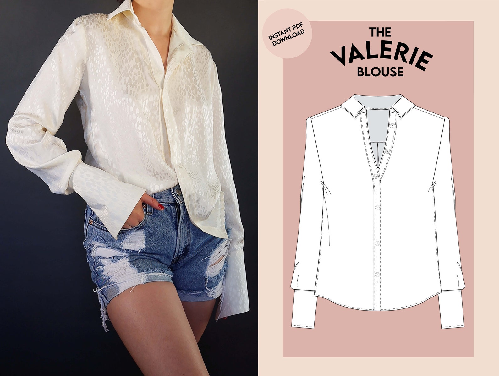 Button up Shirt Sewing Pattern Instant PDF Download Etsy