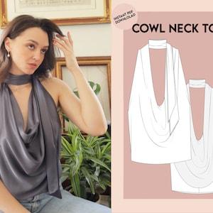 Cowl neck top - Sewing pattern - Instant PDF download