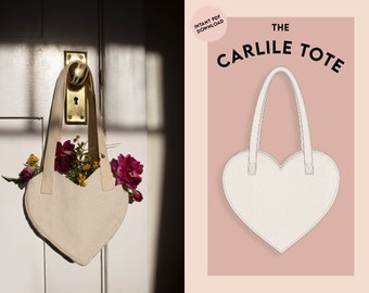 Heart shaped tote bag - Small - Sewing pattern instant PDF download