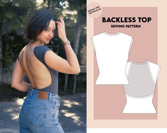 Backless top sewing pattern - Instant PDF Download