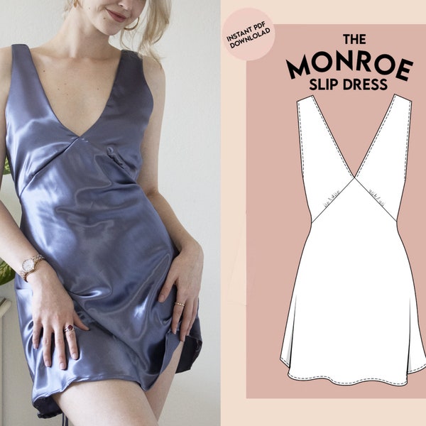 Slip dress Schnittmuster - Schräg geschnittenes Kleid - Größe 0-28