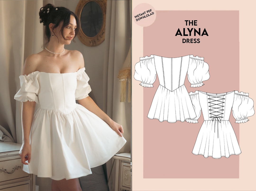 Corseted Mini Dress - off Shoulder Puff Sleeves - Etsy