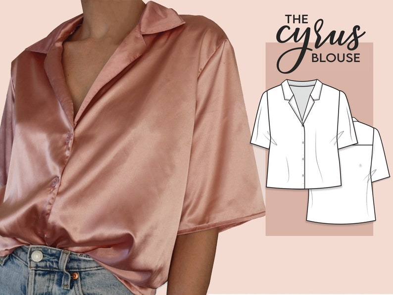 Button up shirt - Notched collar - Sewing Pattern instant PDF download 