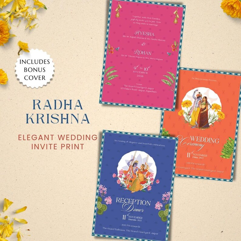 Radha Krishna Theme Indian Wedding Invitation Editable Printable ...