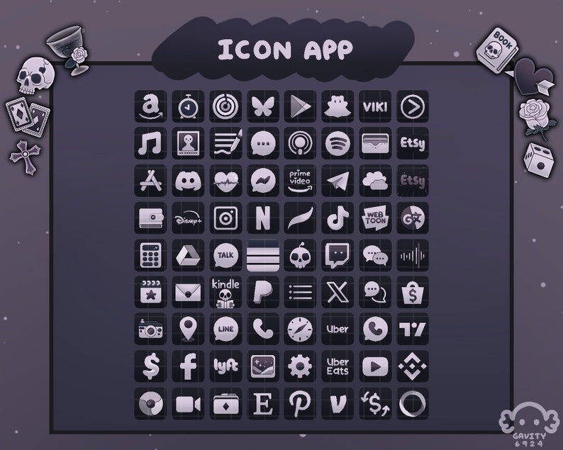 Gothic
Phone wallpaper
Gothic icons
Gothic wallpaper
gaming gift
iphone theme
ios theme
phone icons
phone theme
phone customization
app icons
black and white
kawaii wallpaper