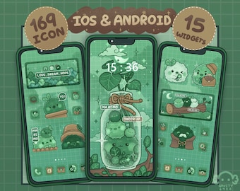 Marimo Moss ball App Icon Set: Kawaii Phone Theme and Widgets (iOS/Android)